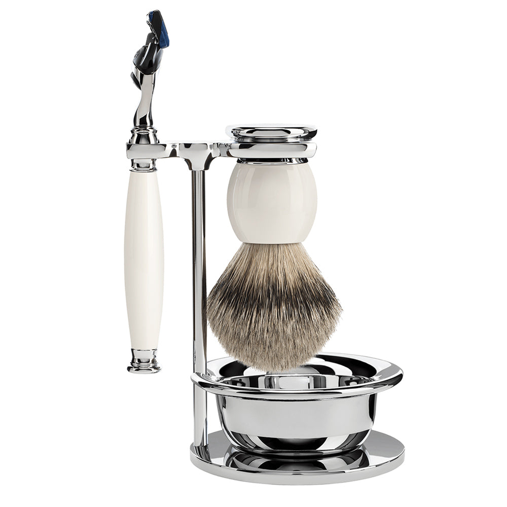 MUHLE SOPHIST Porcelain Badger Brush and Fusion Razor Shaving Set