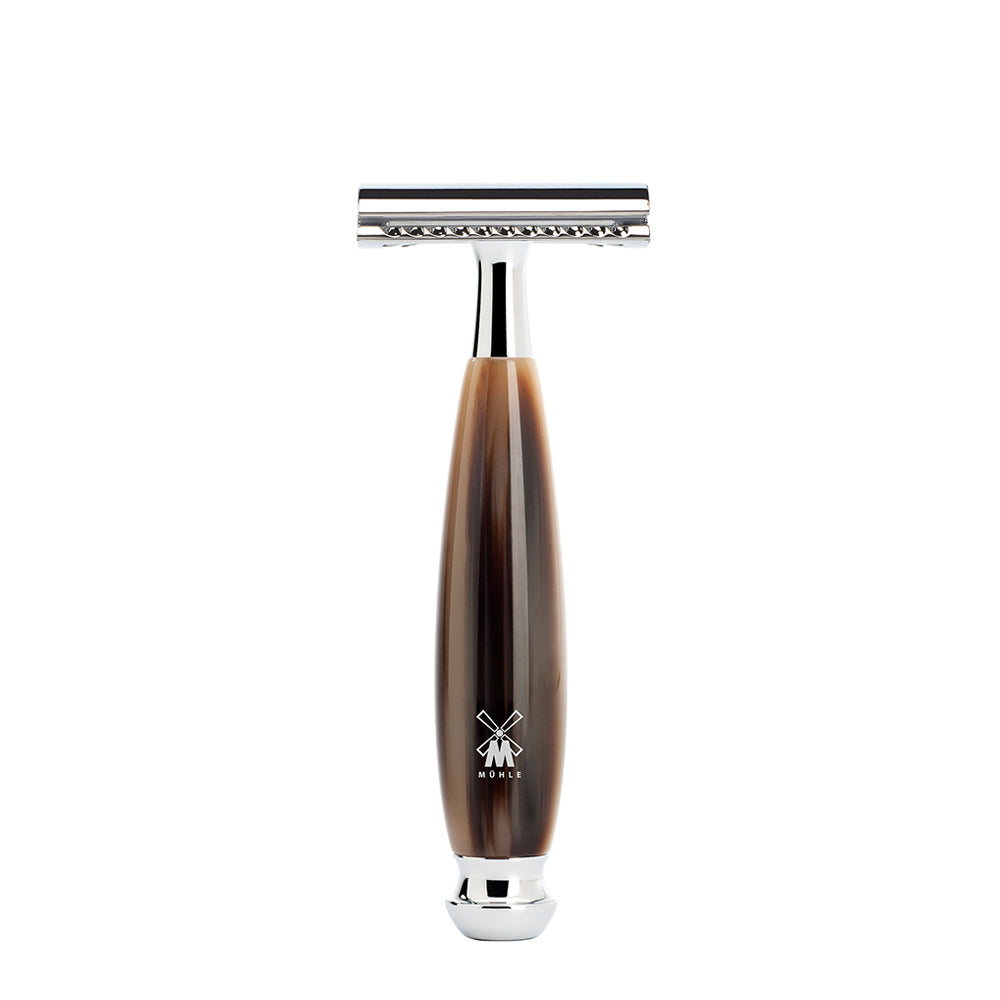 MUHLE VIVO Brown Horn Resin Closed Comb Safety Razor