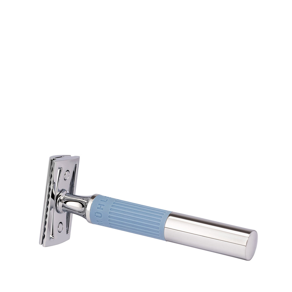 
                  
                    MÜHLE NEO Closed Comb Safety Razor in Glacier Blue - Side View
                  
                