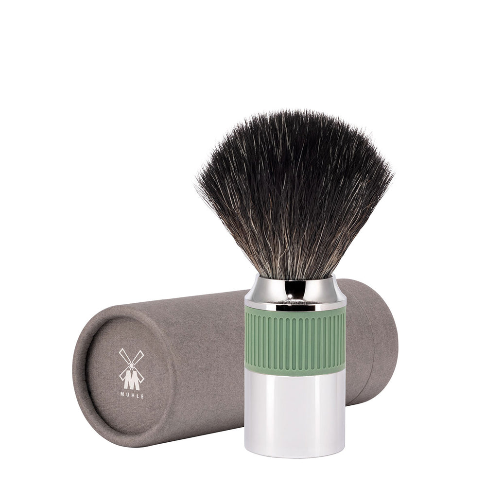 
                  
                    MÜHLE NEO Black Fibre Shaving Brush in Salvia Green - Packaging
                  
                