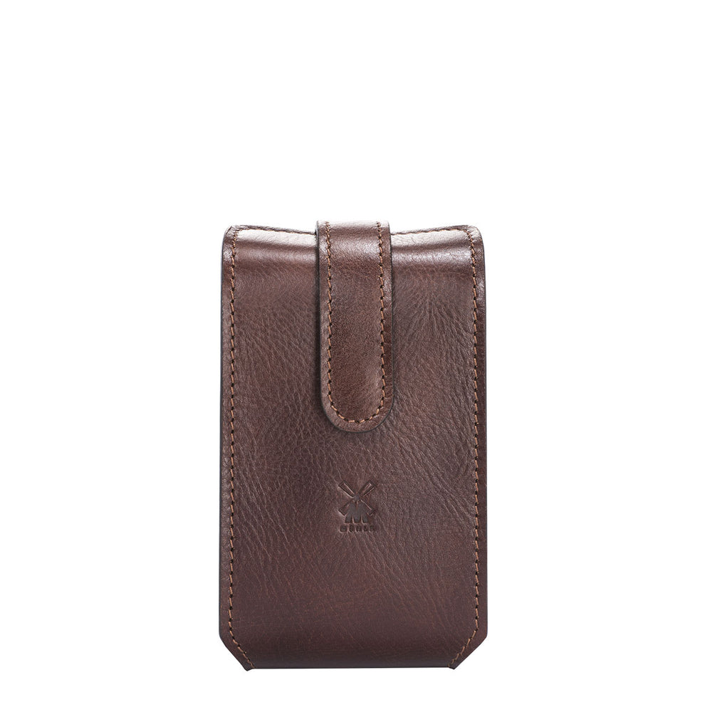 MUHLE TRAVEL Brown Leather Travel Razor and Shaving Brush Case - Front