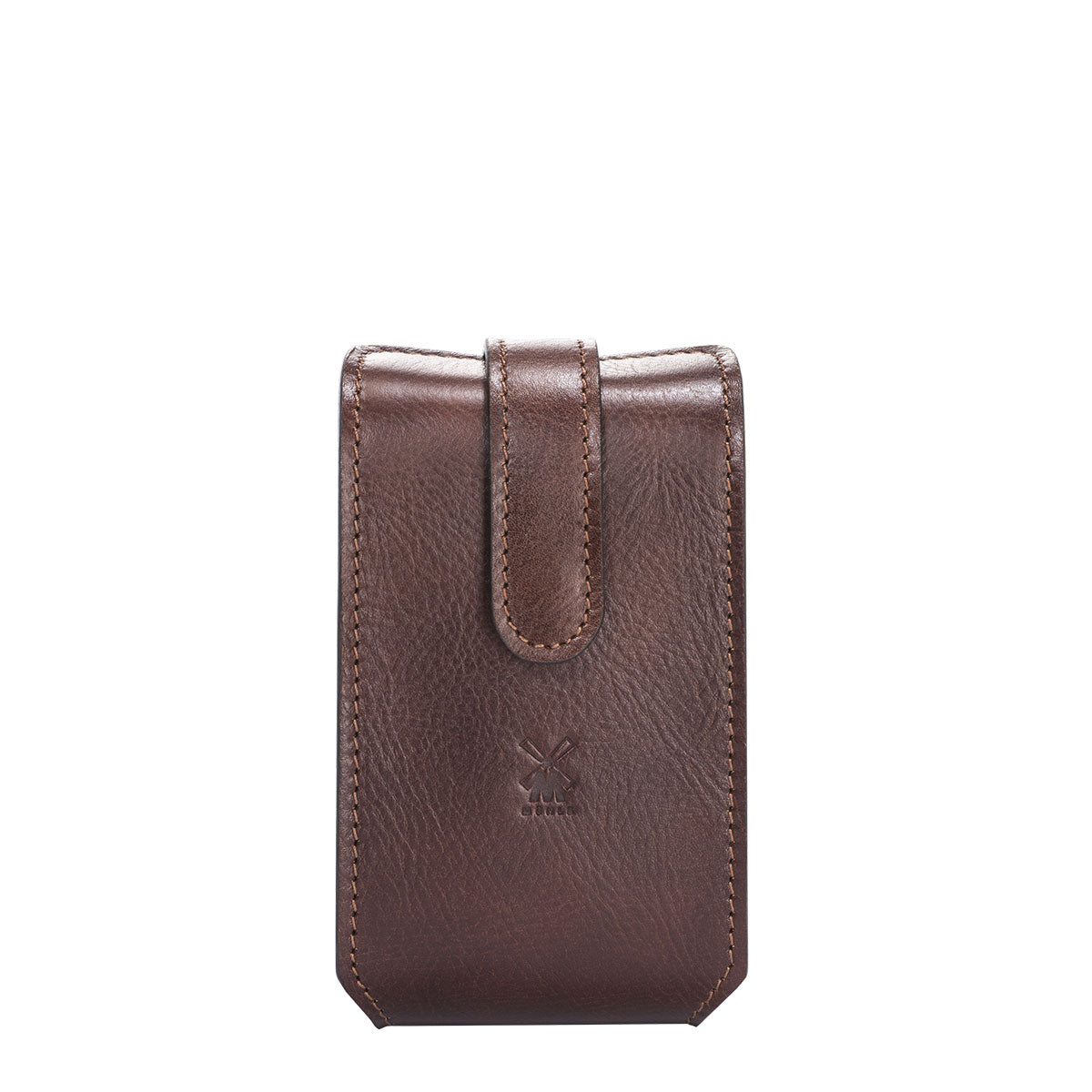 MUHLE TRAVEL Brown Leather Travel Razor and Shaving Brush Case - Front