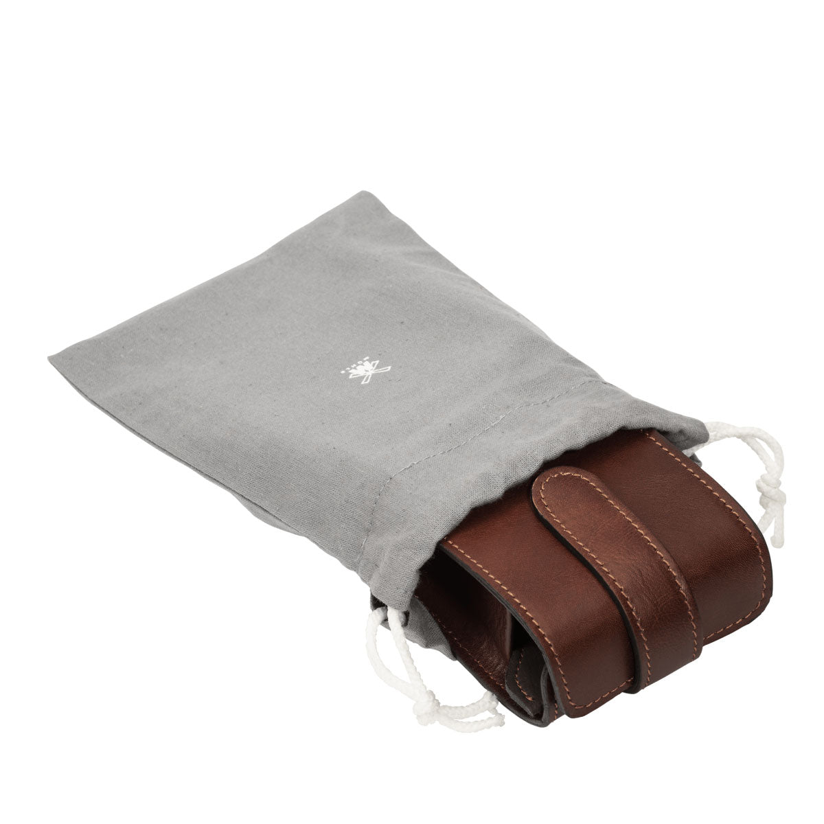 MUHLE TRAVEL Brown Leather Case for Shaving Brush and Safety Razor