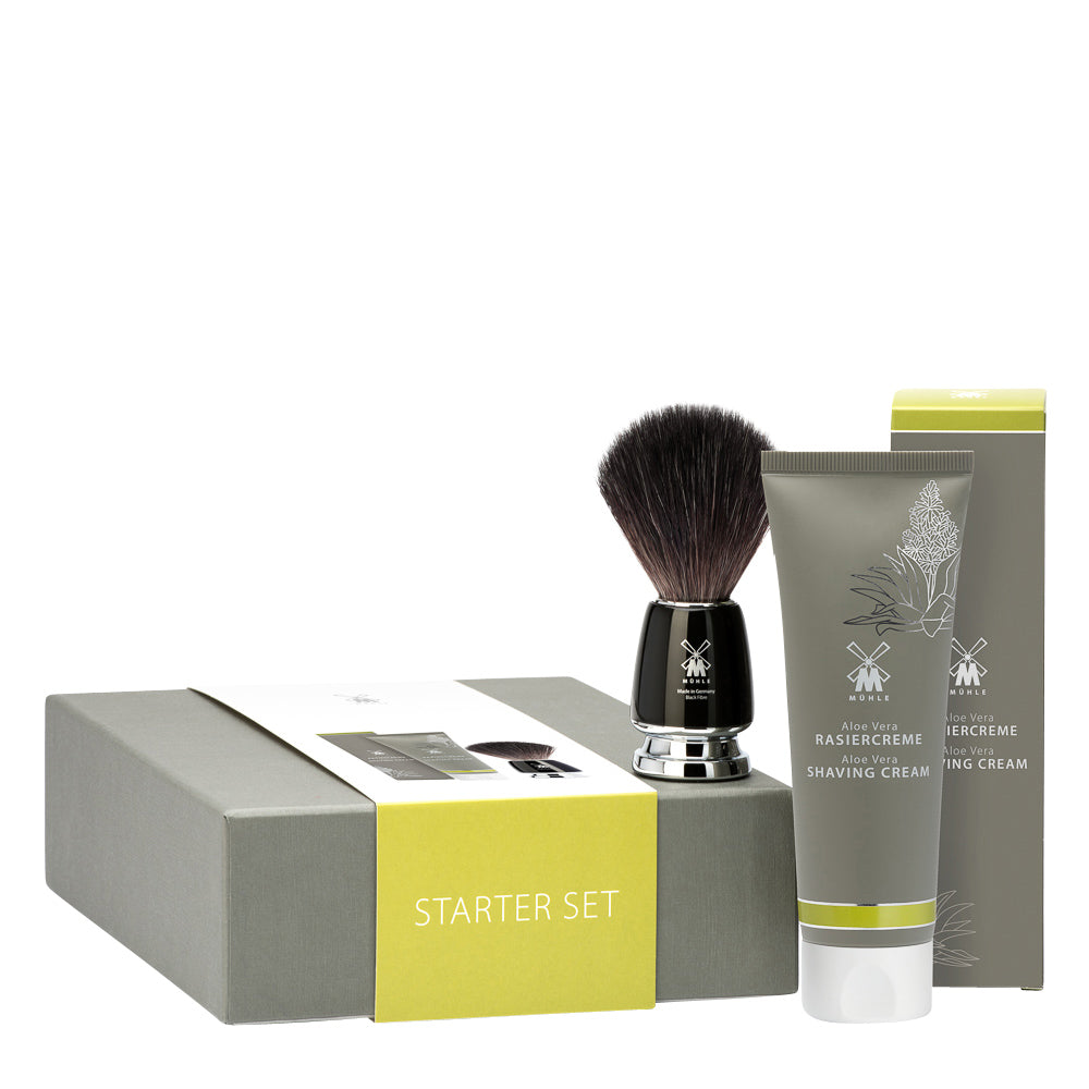 MUHLE Aloe Vera Shaving Cream and RYTMO Black Fibre Shaving Brush Set