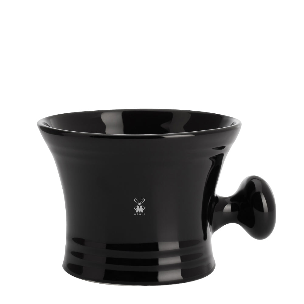 MUHLE Black Porcelain Shaving Crucible with Handle