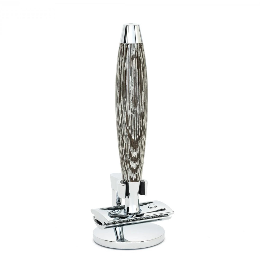 MUHLE EDITON Ancient Oak 3-piece Silvertip Badger Safety Razor Set ...