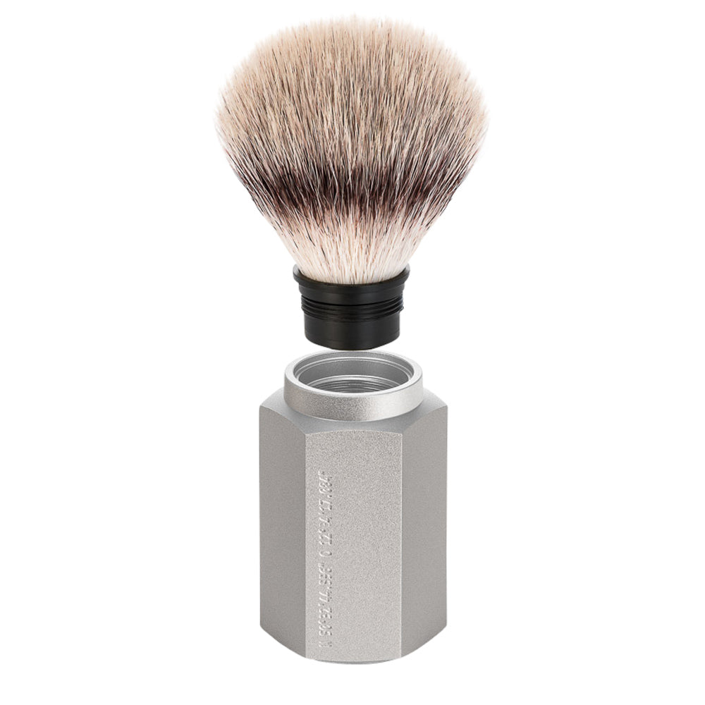 MUHLE HEXAGON Silvertip Fibre Brush and Safety Razor Set in Silver ...