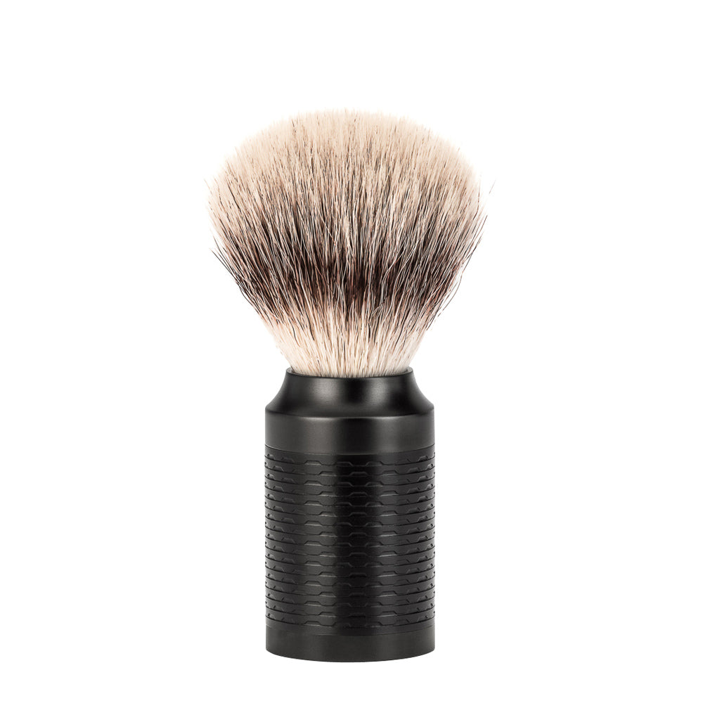 MUHLE ROCCA Black Stainless Steel Silvertip Fibre Shaving Brush