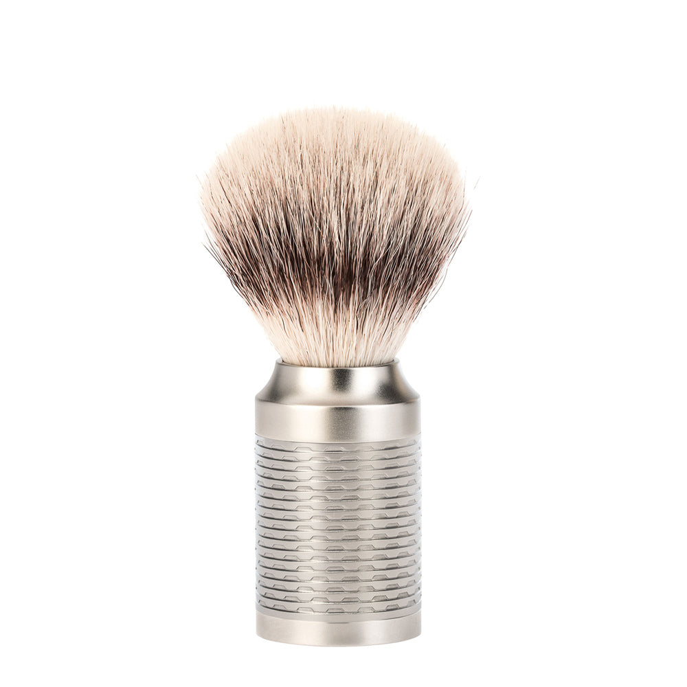 MUHLE ROCCA Matt Stainless Steel Silvertip Fibre Shaving Brush