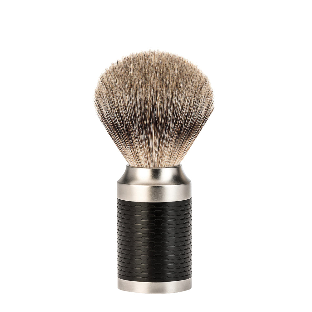 MUHLE ROCCA Stainless Steel and Black Silvertip Badger Shaving Brush