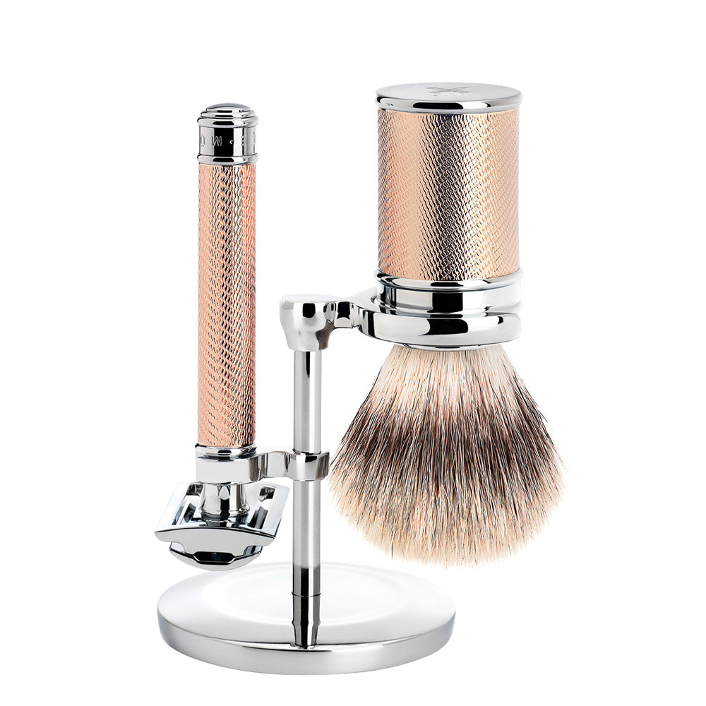MUHLE TRADITIONAL Rose Gold Silvertip Fibre Brush and Safety Razor Set