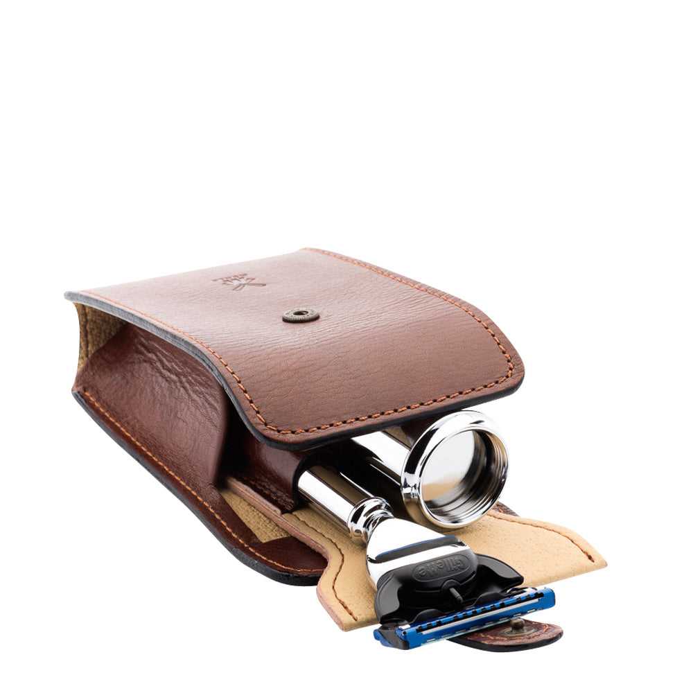 MUHLE TRAVEL Florentine Brown Case with Synthetic Brush &amp; Fusion Razor