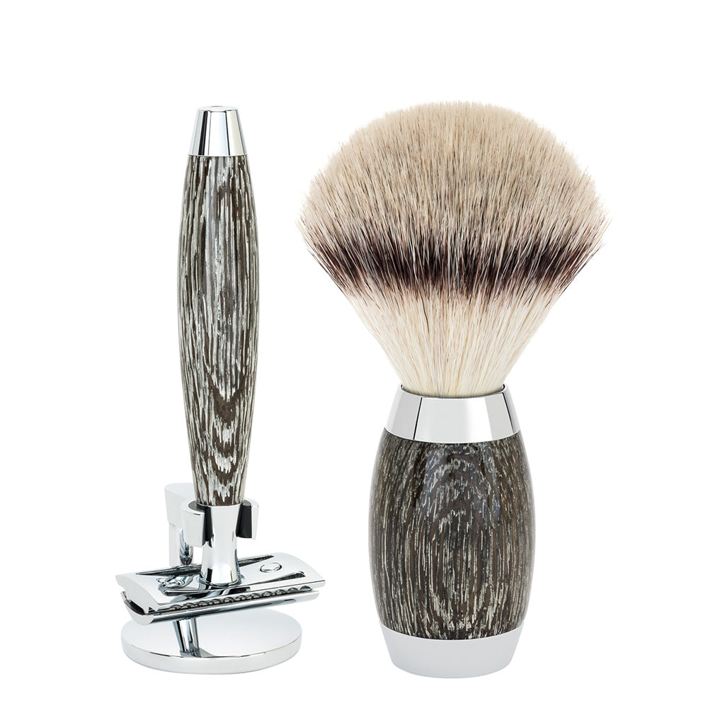 MUHLE EDITON Ancient Oak 3-piece Silvertip Fibre Safety Razor Set ...